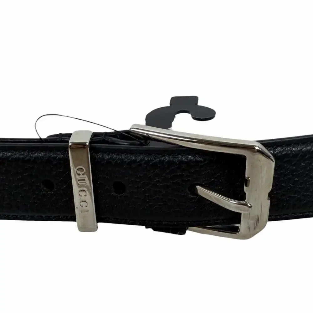 Gucci Rectangular Buckle Pebble Leather Belt Black Men Size 105cm/42